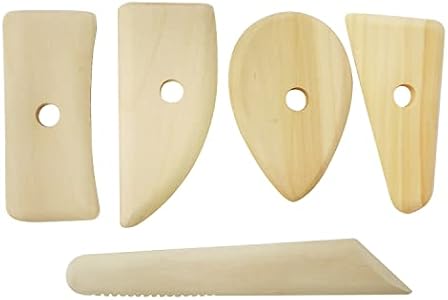 Honbay 5-Piece Wooden Scrapers Clay Pottery Tools Honbay