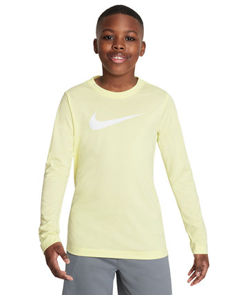 Big Kids Dri-FIT Legend Logo-Print Long-Sleeve Training T-Shirt Nike