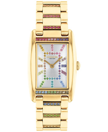 Women's Reese Gold-Tone Stainless Steel and Rainbow Crystal Watch 24mm COACH
