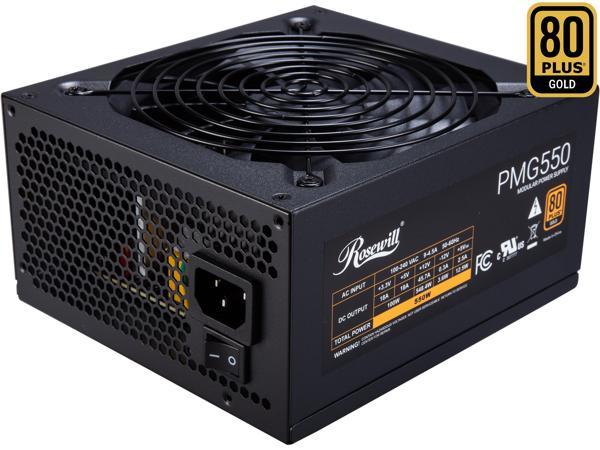 Rosewill PMG 550, 80+ Gold Certified, 550W Fully Modular Power Supply, Low Noise, Black Rosewill