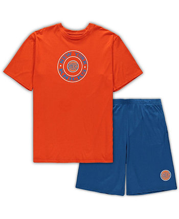 Мужской оранжево-синий комплект для сна из футболки и шорт New York Knicks Big and Tall Concepts Sport