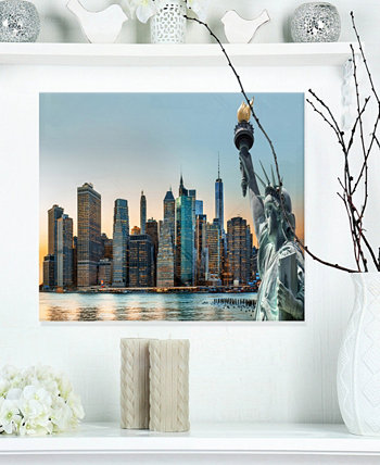 Фотография Designart 'Панорама горизонта Нью-Йорка' Картины из металла - 20 "X 12" Design Art