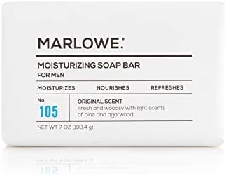 MARLOWE. No. 105 Bar Soap for Men 7 oz, Moisturizing Body Soap, Nourishing & Refreshing with Natural Extracts, Shea Butter, Olive Oil & Green Tea Extracts, Fresh Woodsy Scent Marlowe.