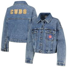 Women's G-III 4Her by Carl Banks Chicago Cubs Victory Oversized Button-Up Denim Jacket In The Style