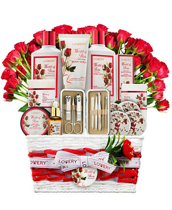 Подарочный набор для ухода за телом Red Rose Home Spa, набор для красоты и личной гигиены, подарочный набор для ванны и тела, 35 предметов Lovery