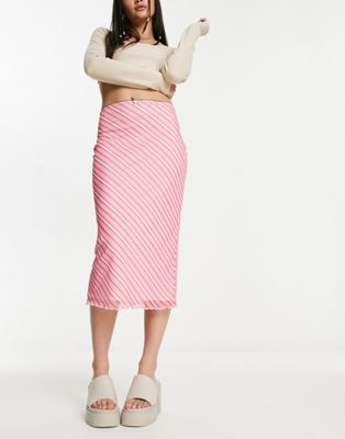 Розовая сетчатая юбка миди Daisy Street с принтом Daisy Street