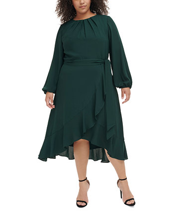 Плиссированное платье с искусственным запахом больших размеров с рюшами Jessica Howard
