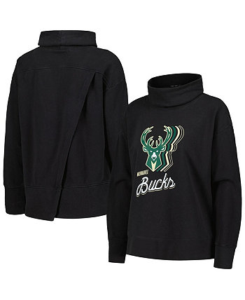 Women's Black Milwaukee Bucks Sunset Pullover Sweatshirt LevelWear