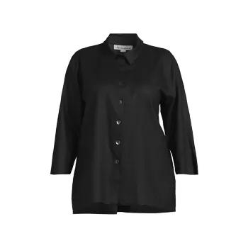 Plus Size Breezy Button-Front Tunic Shirt Caroline Rose