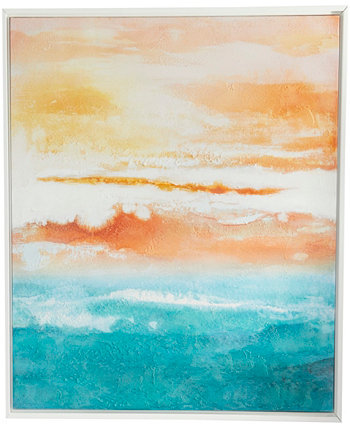 Картина на холсте с абстрактным закатом и пейзажем в рамке с белой рамкой, 37 x 1 x 37 дюймов Rosemary Lane