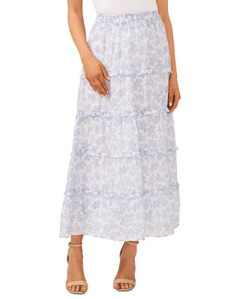 Women's Printed Tiered Pull-On Maxi Skirt CeCe