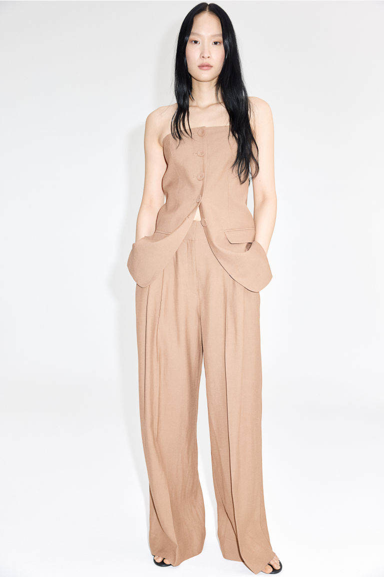 Wide-Leg Linen-Blend Pants H&M