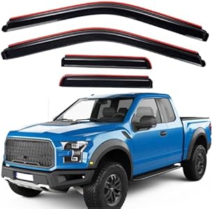 Lightronic WV194974 in-Channel Side Window Deflectors & Visors Vent Rain Guards, Dark Smoke, 4-Pieces Set, Fits 2015-2024 Ford F-150, 2017-2020 Ford F-150 Raptor, SuperCab Lightronic