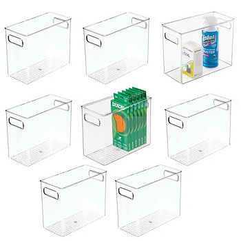 mDesign Tall Plastic Desk Organizer Office Bin with Handles - 8 Pack MDesign