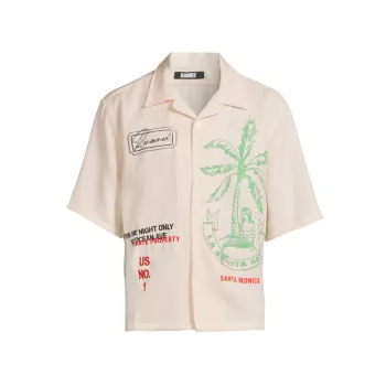 Ink Never Dries La Bonita Palm Tree Linen Short-Sleeve Shirt RENOWNED