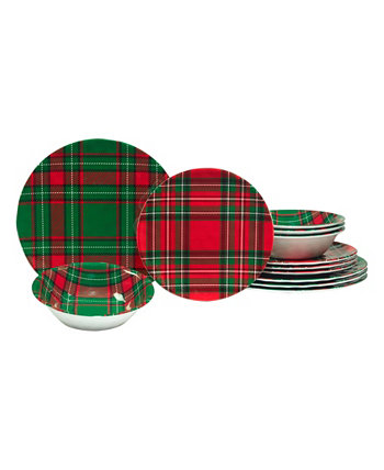 Рождественский плед, набор столовой посуды из 12 предметов, сервиз на 4 персоны Certified International