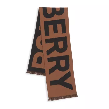 Шерстяной шарф с бахромой и логотипом Burberry