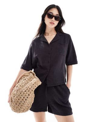 ONLY cheesecloth button down shirt in washed black - part of a set  ONLY