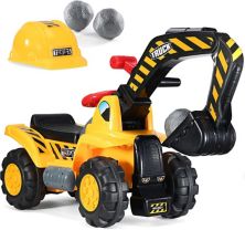 Toy Tractors for Kids Ride On Excavator Sounds Digger Scooter Bulldozer Includes Helmet with Rocks Play22