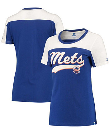 Женская королевская белая футболка New York Mets Kick Start с историческим логотипом Starter