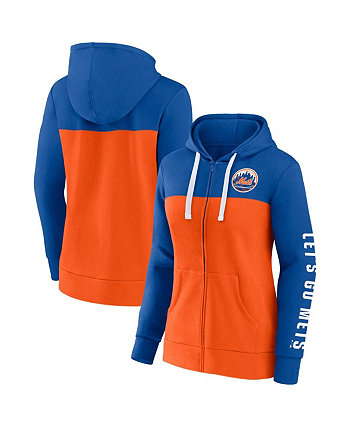 Женская толстовка с цветными блоками, оранжевая куртка New York Mets Take The Field на молнии во всю длину Fanatics