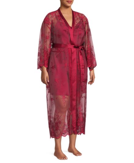Plus Full Length Lace Robe Rya Collection