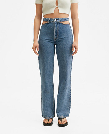 Женские широкие джинсы с вырезом MANGO