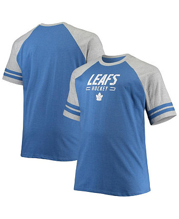 Мужская меланжевая синяя футболка с регланом Toronto Maple Leafs Big and Tall Profile