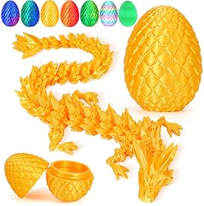 3D Printed Dragon Egg, 4 Pack 12 inch Easter Dragon Eggs, 3D Printer Crystal Dragon Fidget Toys, Easter Gifts for Kids, Prefilled Easter Eggs Containing Dragon Toys (4PCS 3) Tboline