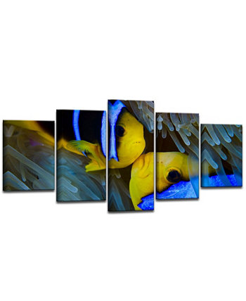 Набор из 5 предметов «Подводные лучи» в обертке из холста «Морская жизнь», 30 "x 60" Ready2HangArt