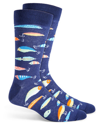 Men's Fishing Lure Crew Socks, Created for Macy's Club Room