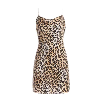 Мини-платье-комбинация с леопардовым принтом и драпировкой Harmony Alice + Olivia