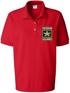 ALLNTRENDS Women's Polo T Shirt USA Veteran Army Embroidered Military Polo Shirt Allntrends