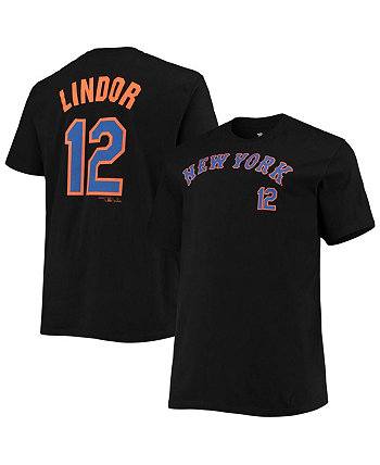 Мужская черная футболка с именем и номером Francisco Lindor New York Mets Big and Tall Profile