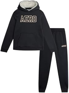 AEROPOSTALE Boys' Jogger Set - 2 Piece Sherpa Lined Pullover Hoodie Sweatshirt and Fleece Sweatpants for Boys (4-7) Aeropostale