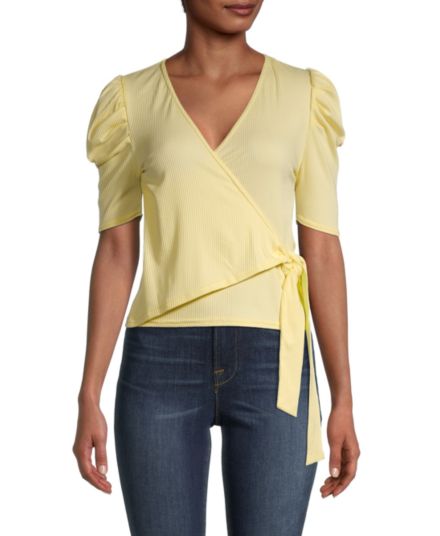 Ribbed Faux-Wrap Top Love Ady