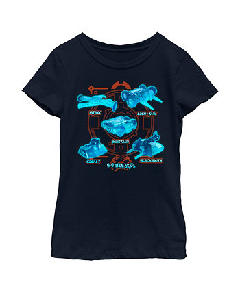 Girl's Blue Neon Robots  Child T-Shirt Battlebots