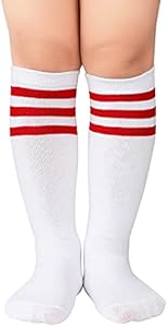 American Trends Kids Toddler Soccer Socks Knee High Tube long Socks Three Stripes Uniform Socks for Boys Girls 1-9 years American Trends