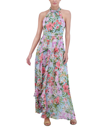 Women's Floral-Print Ruffled Halter Maxi Dress Eliza J