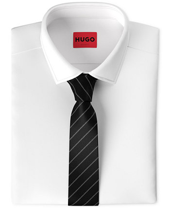 Мужской жаккардовый галстук в шелковую полоску HUGO BOSS