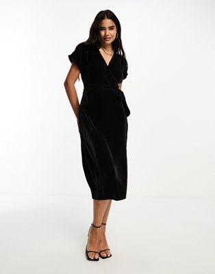 Черное плиссированное платье миди с запахом Vero Moda VERO MODA