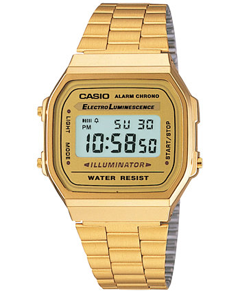 Мужские цифровые старинные золотые часы-браслет из нержавеющей стали 39x39mm A168WG-9MV Casio