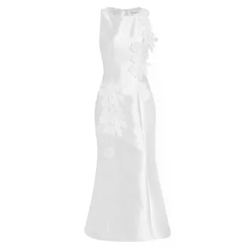 Атласное платье миди Asha Dress с цветочной аппликацией Elliatt