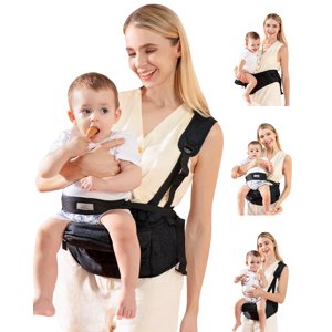 MOMTORY Baby Hip Carrier,Strap & Various Pockets, Ergonomic Baby Hip Seat Carrier for Infants & Toddlers up to 50lbs,Black MOMTORY