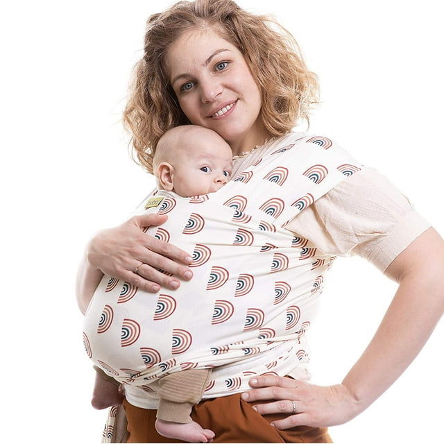 Boba Baby Wrap Carrier Newborn to Toddler - Stretchy Baby Wraps Carrier - Baby Sling - Hands-Free Baby Carrier Wrap - Baby Carrier Sling - Baby Carrier Newborn to Toddler lbs (Serenity Rainbows) Boba