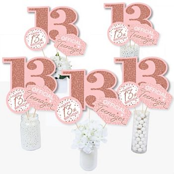 Big Dot Of Happiness 13th Pink Rose Gold Birthday Party Centerpiece Table Toppers 15 Ct Big Dot of Happiness