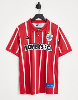 Красная футболка из джерси в тонкую полоску Lover's FC Lovers FC