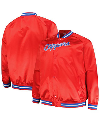 Мужская красная куртка реглан с застежкой на пуговицы красного цвета LA Clippers Hardwood Classics Throwback Wordmark Mitchell & Ness