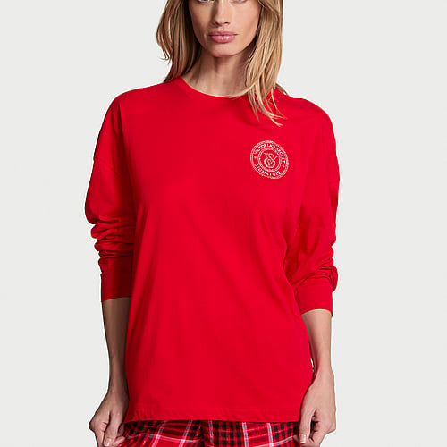 Flannel Long-Sleeve Short Tee-Jama Set Victoria's Secret