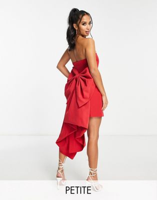 Ever New Petite strapless trailing bow mini dress in red Ever New Petite